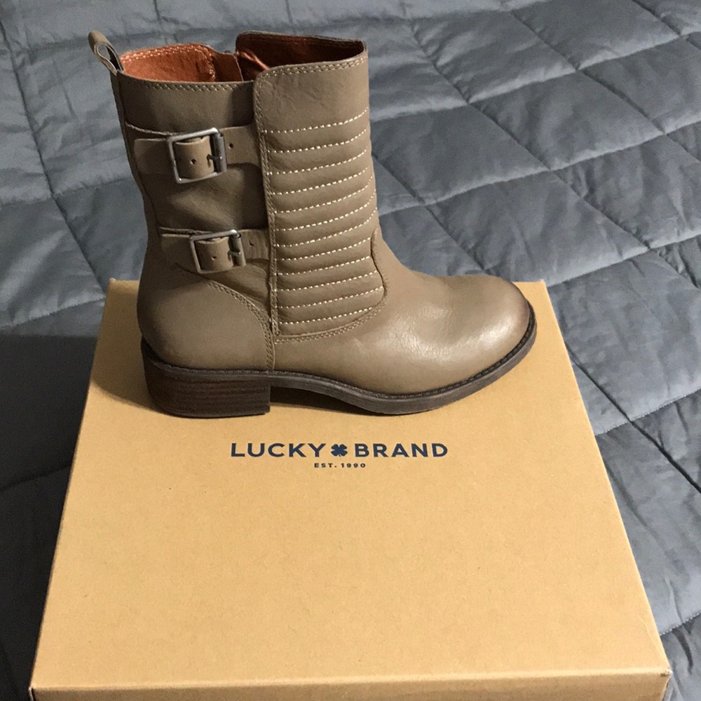 Lucky ankle boots, worn twice. “Brindle” color.